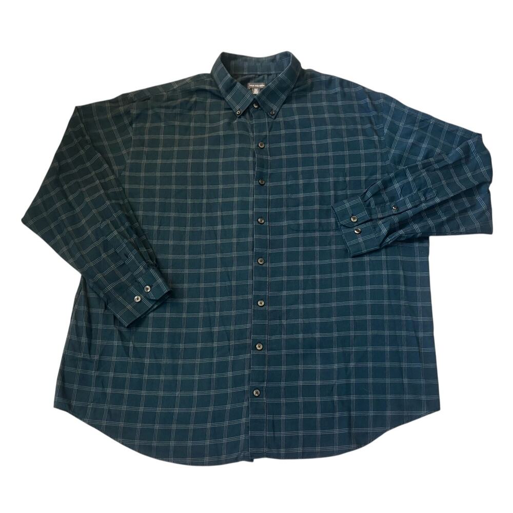 Van Heusen Blue Check Button-Down Shirt Mens Size 2XLT
